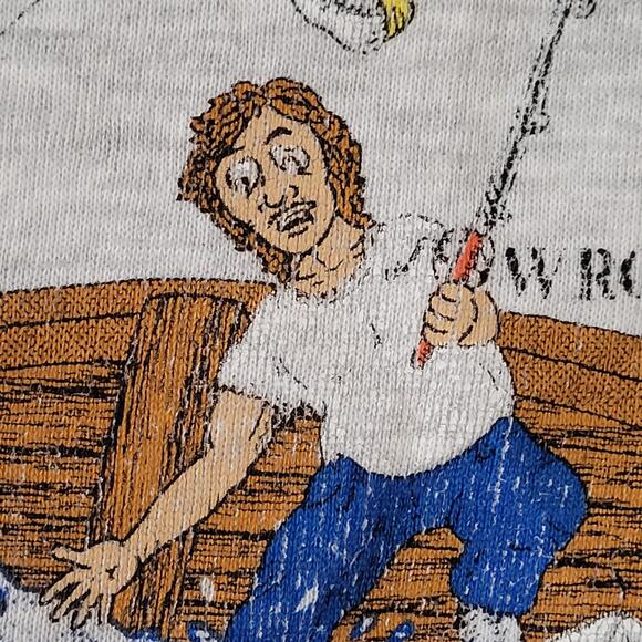 Vintage 80s Funny Fisherman Humor Sweatshirt XL 23x25 Gray - Picture 11 of 14